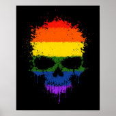 Gay Pride Rainbow Driving Splatter Skull Poster (Voorkant)