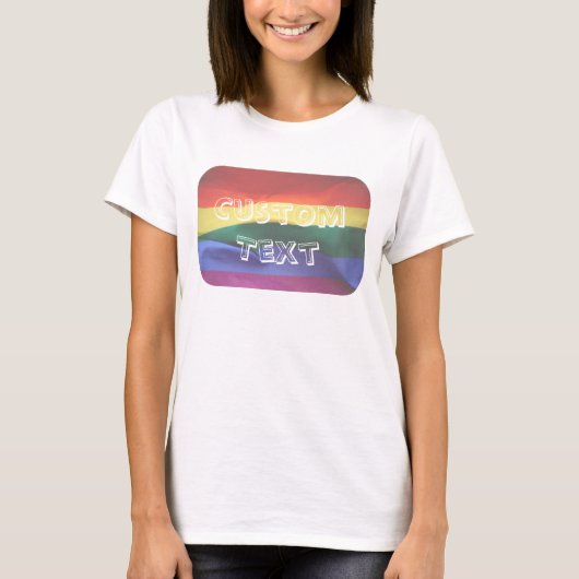 Gay Pride Rainbow Flag Aangepaste tekst T-shirt (Voorkant)