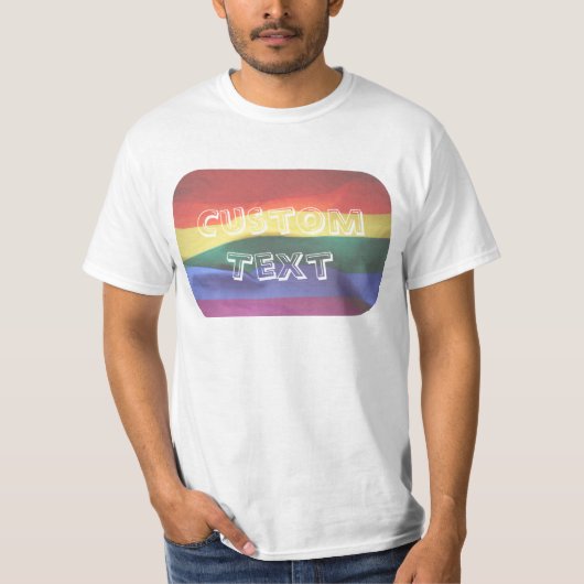 Gay Pride Rainbow Flag Aangepaste tekst T-shirt (Voorkant)
