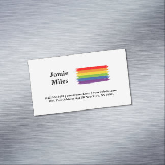 Gay Pride Rainbow Flag Brush Style Minimalist Magnetisch Visitekaartje