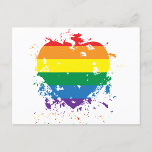Gay Pride Rainbow Flag Heart Aankondigingskaart