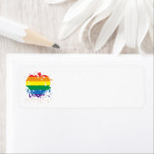Gay Pride Rainbow Flag Heart Etiket (Insitu)