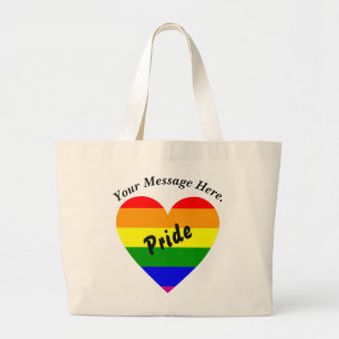 Gay Pride Rainbow Flag Heart Grote Tote Bag