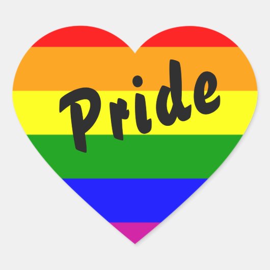 Gay Pride Rainbow Flag Heart Hart Sticker (Voorkant)
