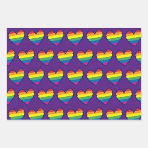 Gay Pride Rainbow Flag Heart Inpakpapier Vel