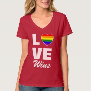 Gay Pride Rainbow Flag Heart Love Wins T-Shirt