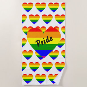 Gay Pride Rainbow Flag Heart Strandlaken
