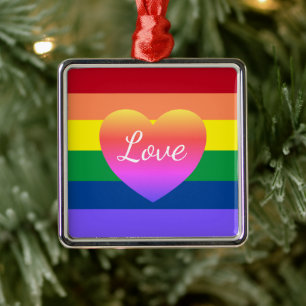 Gay Pride Rainbow Flag LGBTQ Metalen Ornament