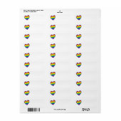 Gay Pride Rainbow Flag Love Hearts Etiket (Full Sheet)