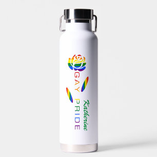 Gay Pride Rainbow Flag Roos gepersonaliseerd Waterfles