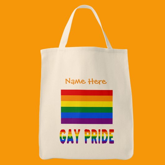 Gay Pride Rainbow Flag Sinaasappel gepersonaliseer Tote Bag