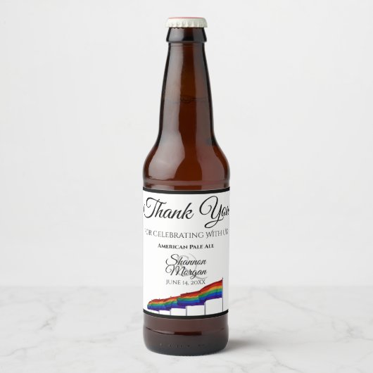 Gay Pride Rainbow Flag Weddenschap Beer Bottle Lab Bier Etiket (Voorkant)