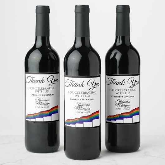 Gay Pride Rainbow Flag Weddenschap Wine Bottle Lab Wijn Etiket (Flessen)