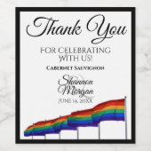 Gay Pride Rainbow Flag Weddenschap Wine Bottle Lab Wijn Etiket (Enkel label)
