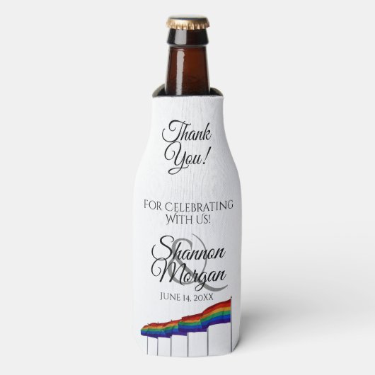 Gay Pride Rainbow Flag Wedding Foam Bottle Cooler (Fles Voorkant)