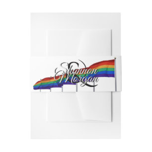 Gay Pride Rainbow Flags Wedding Belly Band Uitnodigingen Wikkel