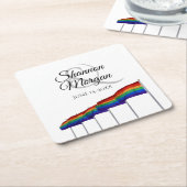Gay Pride Rainbow Flags Wedding Onderzetters (Schuin)