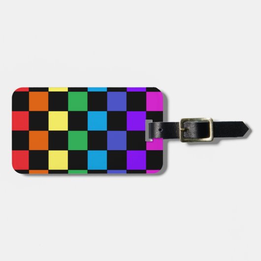 Gay Pride Rainbow Gifts - Rainbow Chessboard Bagagelabel (Voorkant horizontaal)