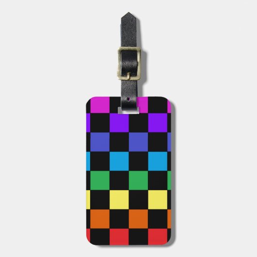 Gay Pride Rainbow Gifts - Rainbow Chessboard Bagagelabel (Voorkant verticaal)