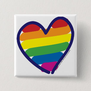 Gay Pride Rainbow Heart Vierkante Button 5,1 Cm