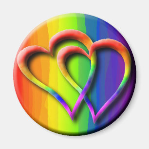 Gay Pride Rainbow Hearts Intertwind LGBT Magneet