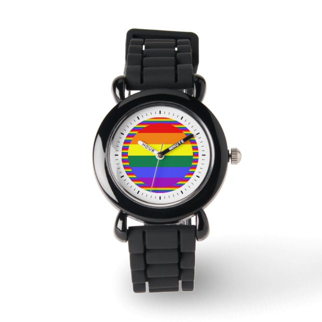 Gay Pride Rainbow Horloge (Voorkant)