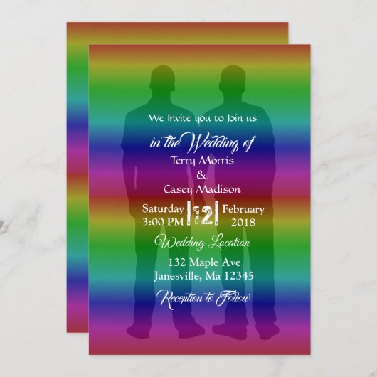 Gay Pride Rainbow Huwelijksuitnodigingen Kaart (Voorkant / Achterkant)