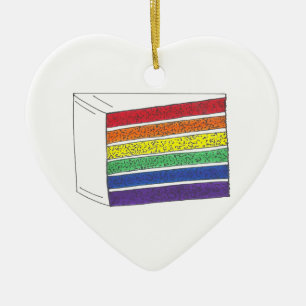 Gay Pride Rainbow Layer Wedding Cake Slice Keramisch Ornament