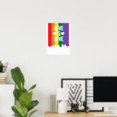 Gay Pride Rainbow Paint Love is Love Flag Poster (Thuiskantoor)