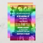 Gay pride Rainbow Photo Wedding Invitations (Devant / Derrière)