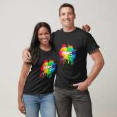 Gay Pride Rainbow Pride Month Kissing Lips Proud L T-shirt (Unisex)