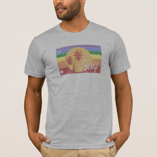 Gay pride Rainbow sunset Distress t shirt