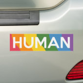 Gay Pride Rainbow-tekst | Menselijk | Bumpersticker (Op auto)