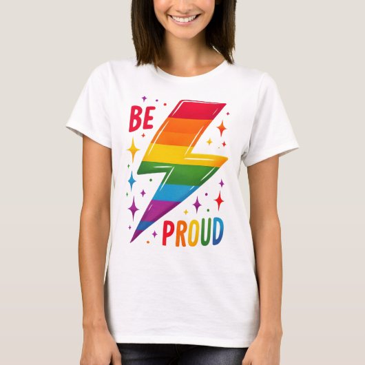 GAY PRIDE RAINBOW THUNDERBOLT T-SHIRT (Voorkant)