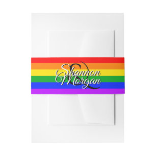 Gay Pride Rainbow Wedding Belly Band Uitnodigingen Wikkel
