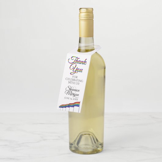 Gay Pride Rainbow Wedding Bottle Hanger Label (Schuin)