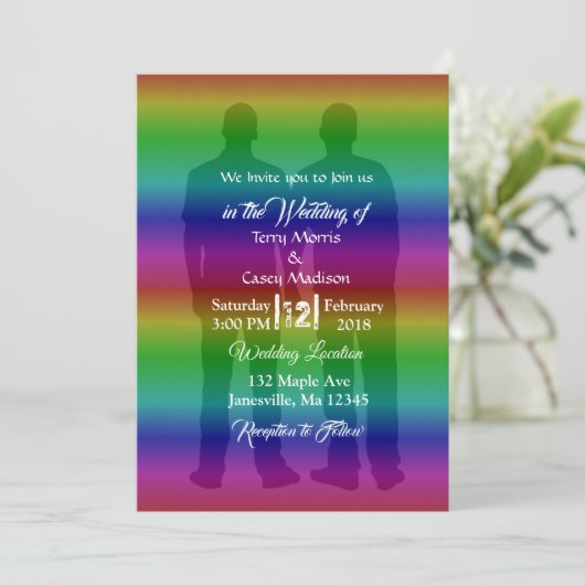 Gay pride Rainbow Wedding Invitations (Debout devant)