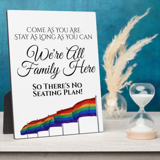 Gay Pride Rainbow Wedding No Seating Plan Sign. Fotoplaat (Zijkant)
