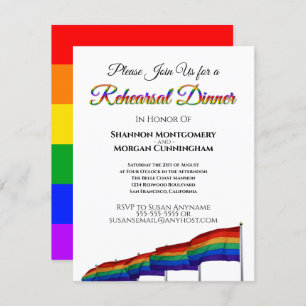 Gay Pride Rainbow Wedding Rehearsal Dinner Kaart