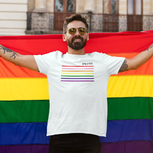 Gay Pride Regenboog Streepjes Heren Wit T-shirt