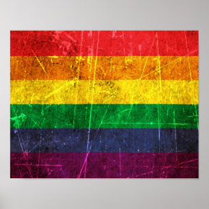 Gay Pride-regenboogvlag, gekraatst en versleten Poster