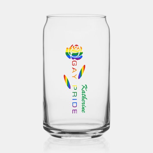 Gay Pride Roos Rainbow Flag gepersonaliseerd Blikvorm Glas (Voorkant)