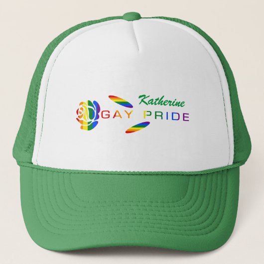 Gay Pride Roos Rainbow Flag gepersonaliseerd Trucker Pet (Voorkant)