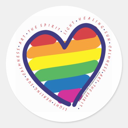 Gay Pride Spirit Heart Ronde Sticker (Voorkant)