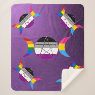 Gay Pride Triple Goddess Pentacle Sherpa Deken