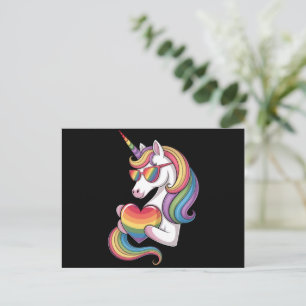 Gay Pride Unicorn Hart Regenboog Vlag LGBT Briefkaart