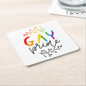 Gay Pride Vierkante Kartonnen Onderzetter (Schuin)