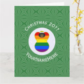 Gay Pride Vlag Black Angel Kerst Gepersonaliseerd Kaart (Gele Bloem)