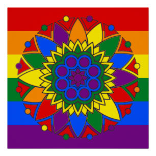 Gay Pride Vlag Kleuren Mandala LGBT Perfect Poster