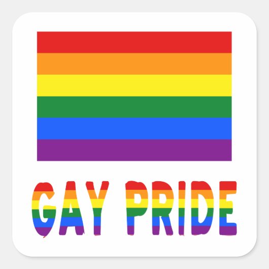 Gay Pride vlag & woorden Vierkante Sticker (Voorkant)